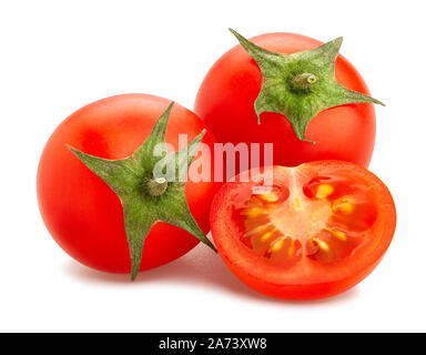 sliced cherry tomato path isolated on white Stock Photo
