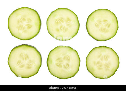 sliced cucumber path isolated on white Stock Photo