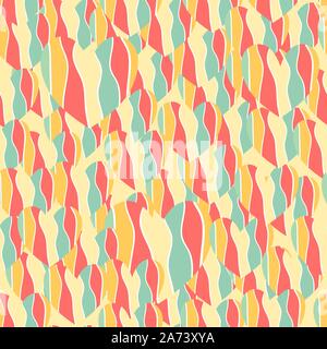 Abstract colorful like rainbow hearts of different sizes overlapping each other. Vector illustration of repeating seamless pattern on light background. Stock Vector