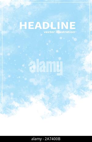 Modern watercolor poster in flashy colors. Vector illustration with copy free place. Winter, snow background. Stock Vector