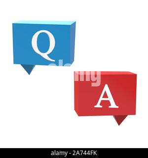 3D Questions and Answers icon on white background. flat style. 3D questions and answers icon for your web site design, logo, app, UI. 3D chat bubbles Stock Photo