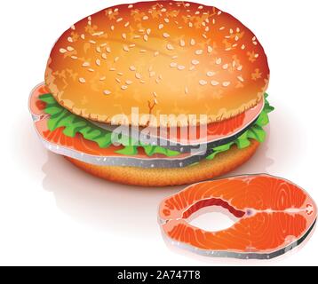 fish and burger Stock Vector