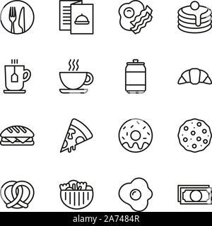 Breakfast Icons Thin Line Set Stock Vector