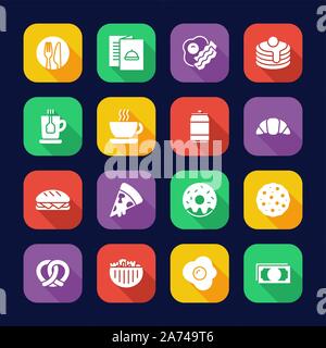 Breakfast Icons Flat Design Set Stock Vector