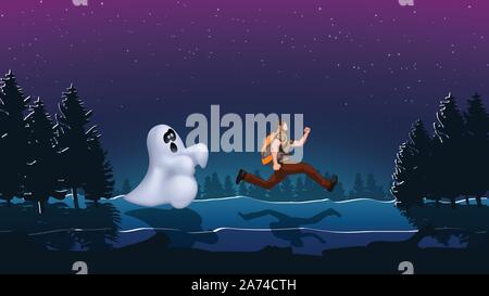 ghost night 01 Stock Vector
