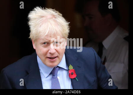 London, UK. 30th Oct, 2019. Downing Street, London, 30 Oct 2019 - British Prime Minister Boris Johnson departs from Number 10 Downing Street to attend Prime Minister's Questions (PMQs) in the House of Commons. On Tuesday 29 October 2019 MPs voted for a UK general election on 12 December 2019. Credit: Dinendra Haria/Alamy Live News Stock Photo