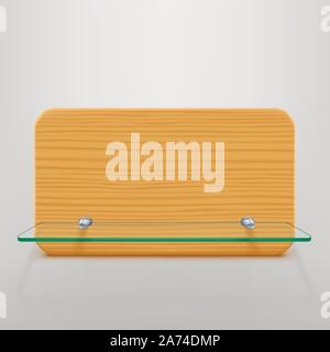 glass shelf and wood Stock Vector
