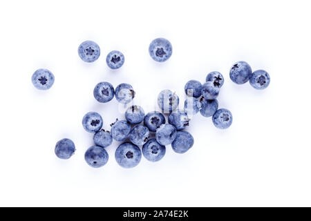 Top view stack of blueberries isolated on white with clipping path Stock Photo
