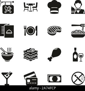 Restaurant Icons Black & White Set Stock Vector