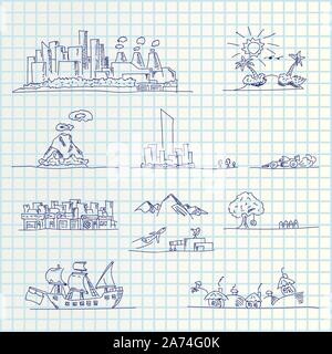 hand draw icons Stock Vector