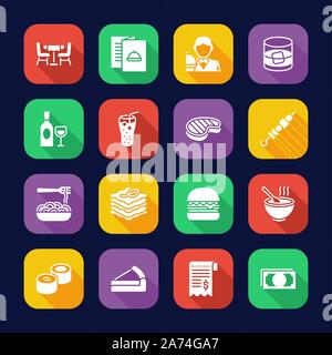 Lunch Icons Flat Design Set Stock Vector