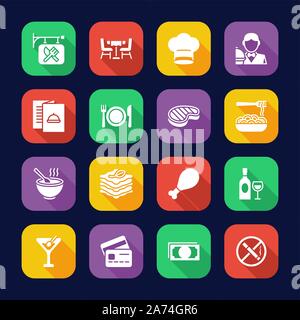 Restaurant Icons Flat Design Set Stock Vector
