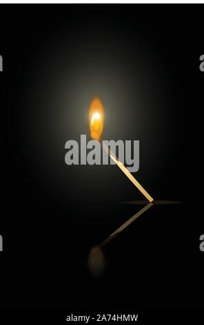 lighte2 matches single on black Stock Vector