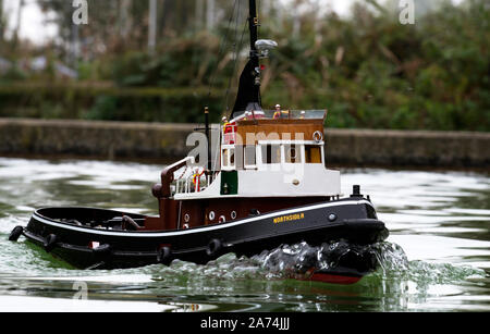 Radio controlled model tug boat Stock Photo