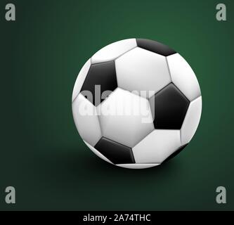 Soccer ball isolated on green background. Sport icon or design element. World or Europe championship. Stock Vector