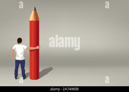 pensil silhouette man Stock Vector