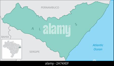 Alagoas State region map Stock Vector