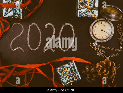 New Year 2020, the inscription on the plate Stock Photo