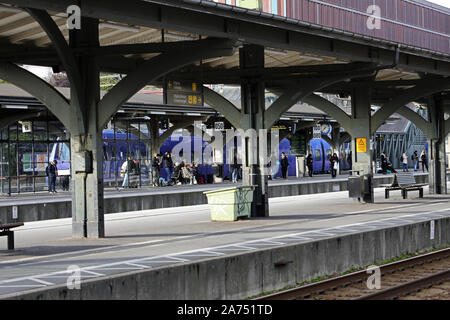 Lund Central Station, also called Lund C, is Sweden's third most used railway station in terms of number of travelers per day. In Lund, the west coast line to Gothenburg departs from Södra Stambanan.Photo Jeppe Gustafsson Stock Photo