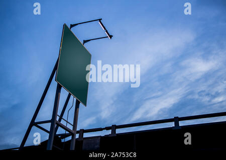 blank traffic sign board under blue sky Stock Photo