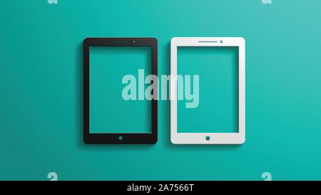 tablet black and white 2 Stock Vector