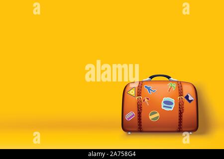 travel case on yellow Stock Vector