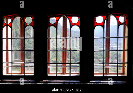 View through three antic windows Stock Photo