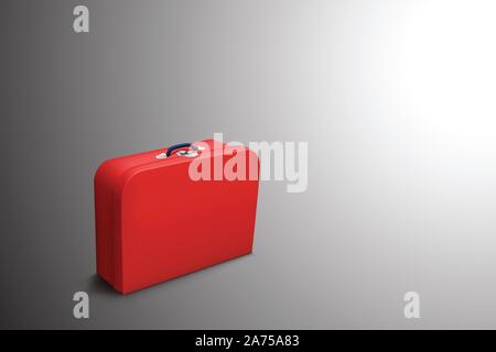 red suitcase on grey Stock Vector