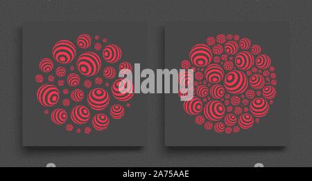 Multiple spheres on a larger sphere. 3d abstract composition in futuristic style. Cover design template. Vector illustration for advertising, marketin Stock Vector