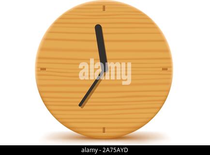 wooden clock on white Stock Vector