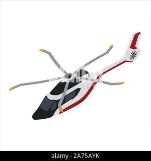 Luxury realistic helicopter isolated on white background isometric view Stock Vector