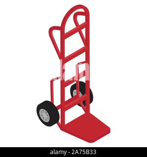 Empty hand truck isolated on white background isometric view. Pallet truck Stock Vector