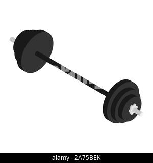 Black barbell isometric view. Sport fitness center. Weight Training Equipment concept. Stock Vector
