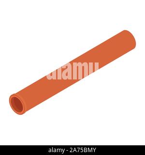 Orange sanitary pvc pipe isolated on white background isometric view Stock Vector