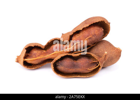 Sweet tamarind isolated on white background. Fresh tamarind fruit. Stock Photo