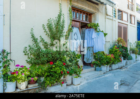 A typical view in omodos in Cyprus Stock Photo