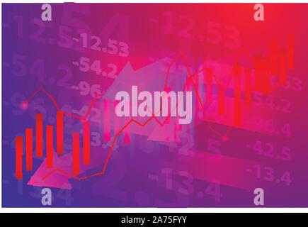 Business candle stick graph chart of stock market investment trading on blue background.Bullish point, Trend of graph. Eps10 Vector illustration. Stock Vector