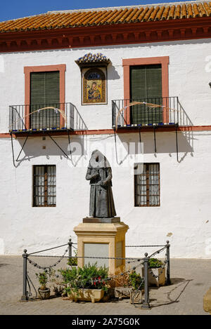 Statue of Saint Angela de la Cruz outside Cathedral of Santa Maria in Carmona, Seville province, Andalusia, Spain Stock Photo