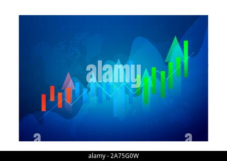 Business candle stick graph chart of stock market investment trading on blue background. Bullish point, Trend of graph. Eps10 Vector illustration. Stock Vector