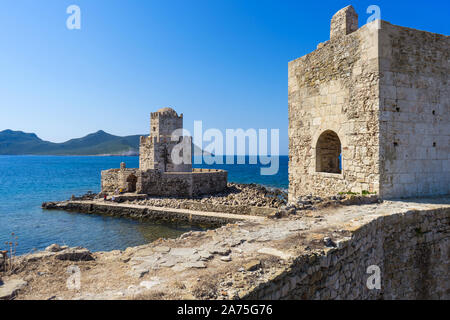 Photograph from the castle of Methoni, a public arhcaeological site, landmark of the Greek heritage in Peloponnese. Stock Photo