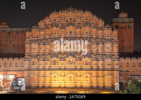 India, Rajasthan, Jaipur, Hawa Mahal (Palace of the Winds) Stock Photo