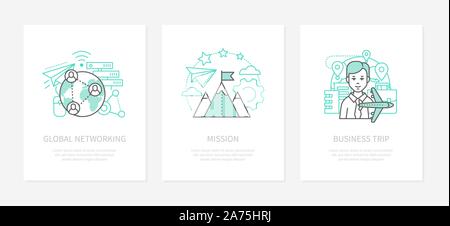 Business communications - line design style icons set Stock Vector