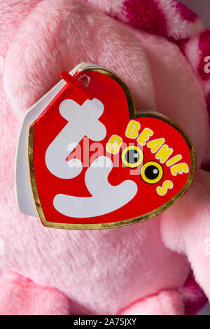 ty beanie boo's label tag on soft cuddly toy - close up Stock Photo