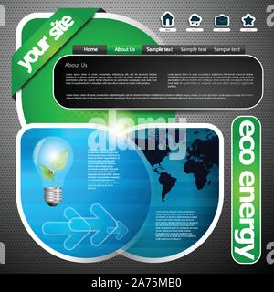 Modern Colorful Abstract One Page Eco Web Site Creative Design Concept, User Interface Layout Template Vector Webpage Stock Vector