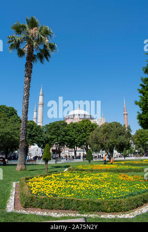 Sultan Ahmet Park and Byzantine architecture of the Hagia Sophia in ...