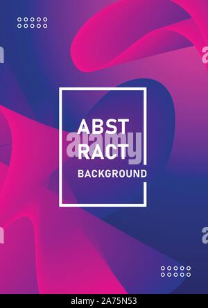 Liquid poster cover with modern ultraviolet color. Dark purple abstract geometrical template with blend shapes Stock Vector