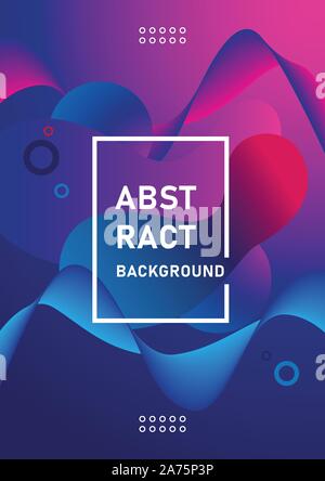Liquid poster cover with modern ultraviolet color. Dark purple abstract geometrical template with blend shapes Stock Vector