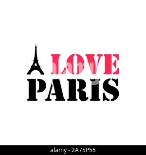 Paris hand drawn vector lettering and Eiffel Tower. Modern calligraphy brush lettering. Paris ink lettering. Design element for cards, banners, flyers Stock Vector