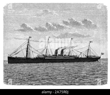 Aller the first high-speed steam ocean liner provided with a compound engine constructed for the Norddeutscher Lloyd line in 1886 Stock Photo