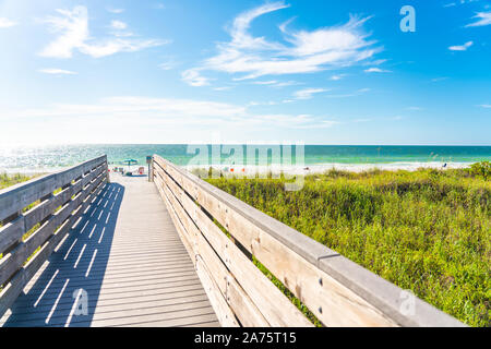 Wooden path to Indian rocks beach in Florida, USA Stock Photo